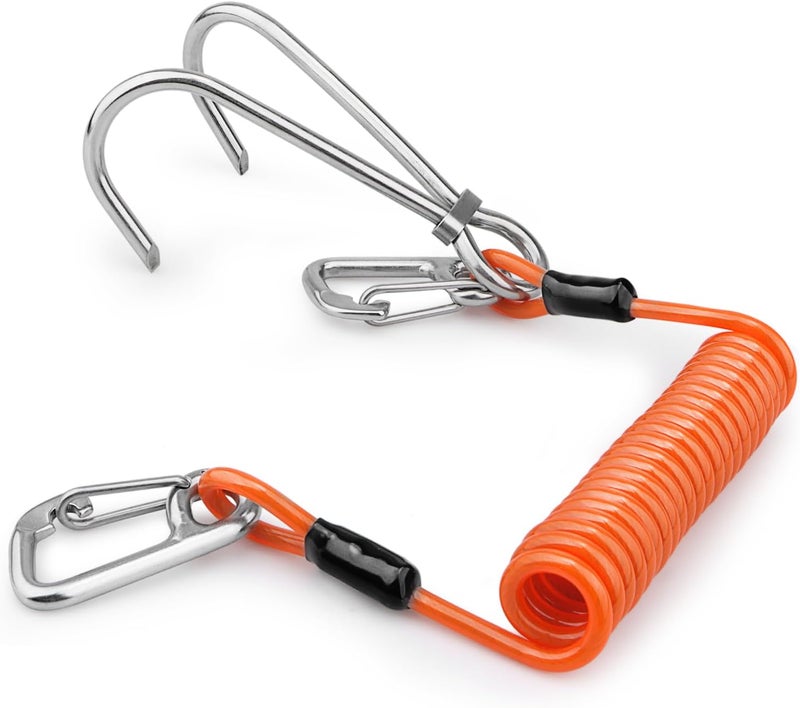 Pluzluce Scuba Diving Reef Double Hook, Drift Safety Telescopic Spring Rope Stainless Steel Reefing Hook with D Ring Carabiner for Drift, Diving, Photographers, and Underwater Activities - Image 1
